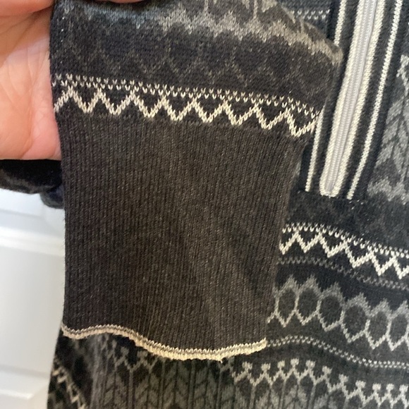 Eddie Bauer Knit Sweater Dress Womens M Quarter Zip Gray Winter Fair isle Nordic - Picture 6 of 8